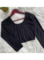 Cotton Black Daily Wear Round Neck Readymade Blouse